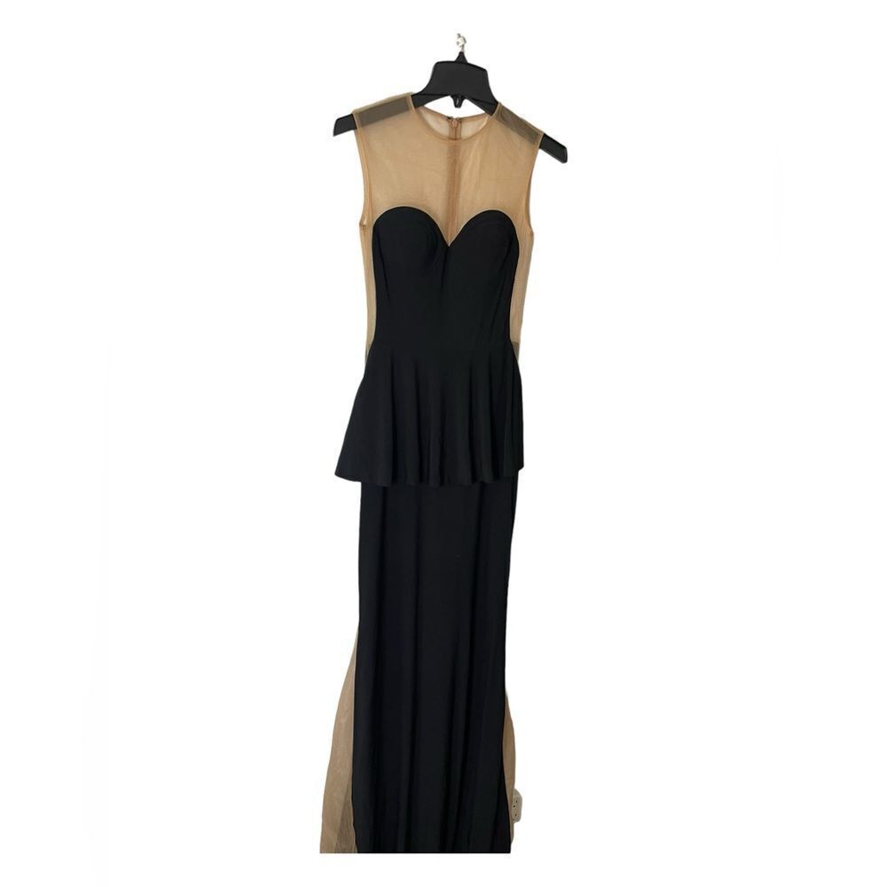 Chic Black and Nude Illusion Evening Gown